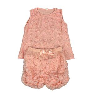 Girls Floral Sleeveless Top & Shorts Set Pink Size 6 Cotton/Polyester